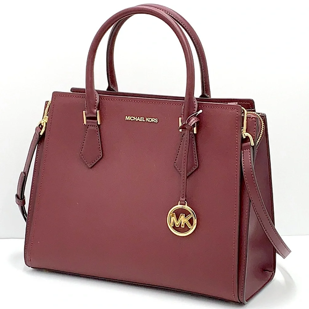 MICHAEL KORS HOPE LARGE SATCHEL MERLOT - Picture 2 of 16